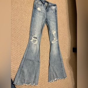 Buckle flare jeans